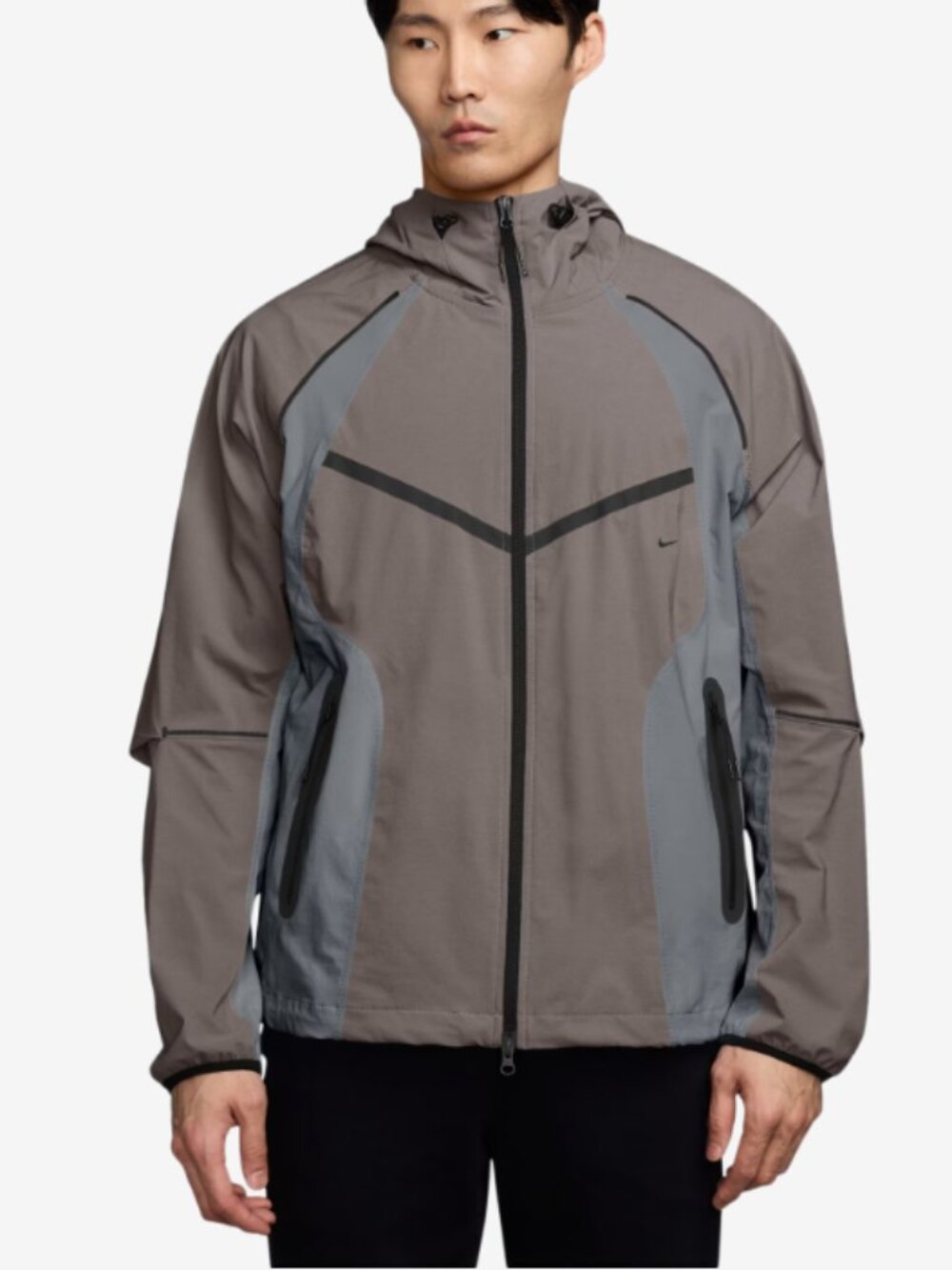 Nike Tech Dri-FIT Woven Windrunner Cave Stone-Grey Hooded Jacket IH8461-289 NWT